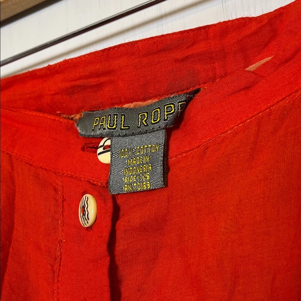 Paul Ropp Bohemian Red and Orange Button-Down Skirt‎ Size XS